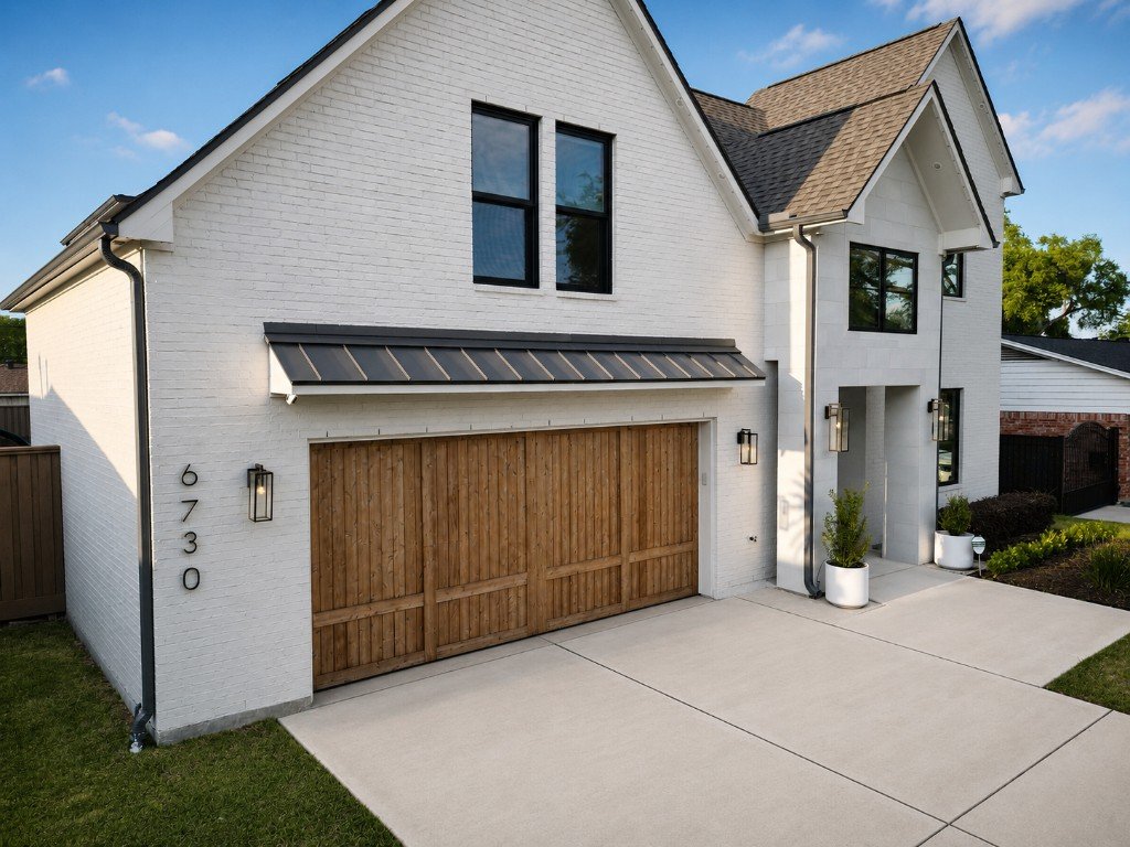 Clean brick and stone home exterior after house washing